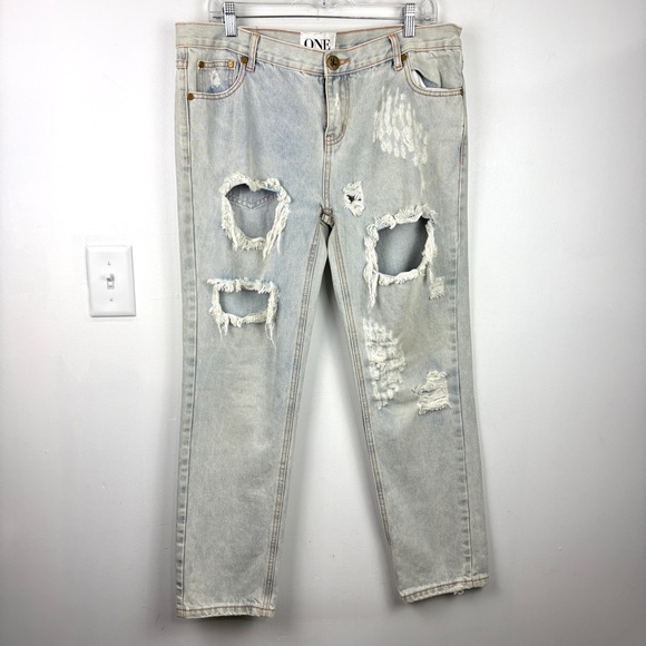 One Teaspoon Awesome Baggies Low Waist Medium Rise Relaxed Leg Distressed Jeans - Picture 2 of 12